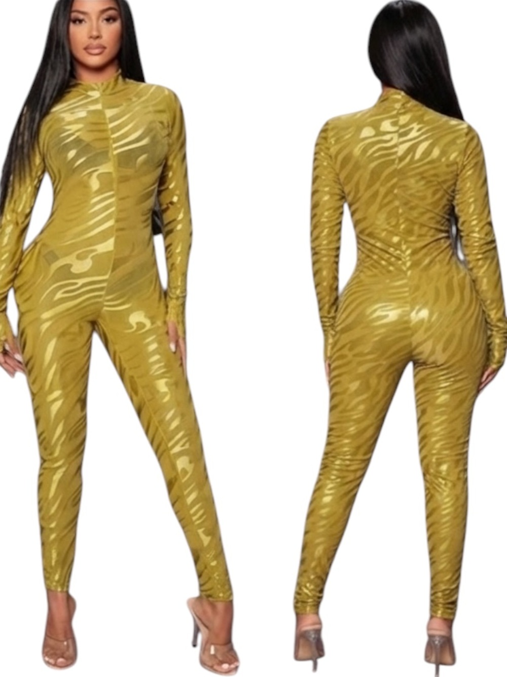 SHEIN SXY Mock Neck Mesh Unitard Jumpsuit size M NWT